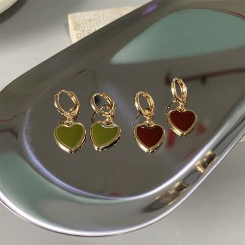 New Korean Retro Oil Dripping Love Earrings Women Punk Simple And Lovely Metal Heart Earrings High Quality Hanging Jewelry