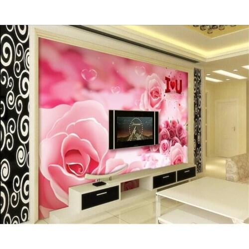 Beibehang 3D Wallpaper Beautifully Romantic Rose TV Walls Wall Decorative Mural 3D Living Room Bedroom wallpaper papel de parede