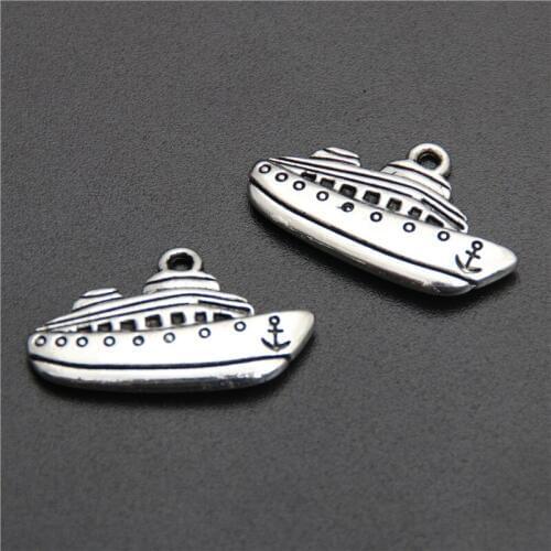 10pcs Silver Color Boat Charm Yacht Pendant For Jewelry Making Bracelet Findings Accessories DIY A2612