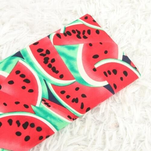 Half Meter Plain Pure Cotton Poplin Fabric With Fruit Watermelon Print, Handmade DIY Patchwork Garment Dress Kids Cloth CR-52