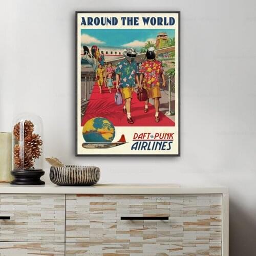 Daft Punk Poster Around The World Print Music Wall Art Poster Fashion Art Painting Canvas Wall Home Decor Quadro Cuadros