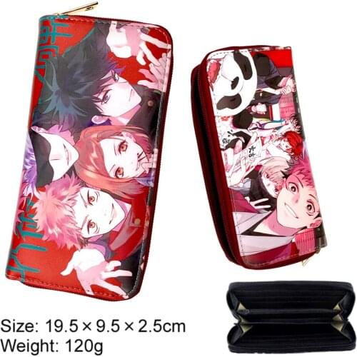 Anime Jujutsu Kaisen Pu Wallet Casual Credit ID Card Holders Leather Cartoon Layers Zip Purse Boys Girls Students Coin Handbag
