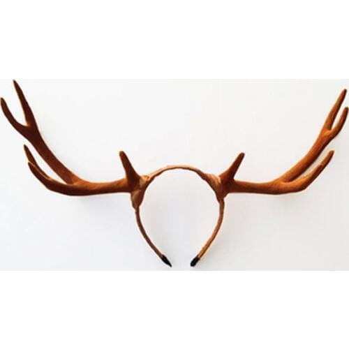 Christmas Halloween Big Antlers Brown Deer Horns Hair Band Headband Goth Cosplay Accessories Headdress