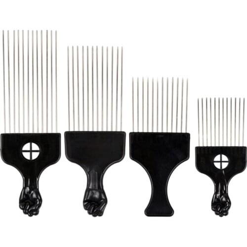 Salon Use ABS Steel American African Pick Hair Comb Brush Hairdressing Styling Tool 4 Types for Girls and Women Home Use