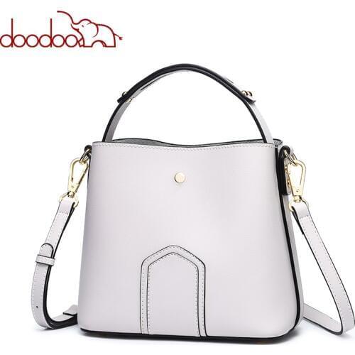 DOODOO Brand Women Handbag Tote Bucket Bag Female Shoulder Crossbody Bags 2018 Ladies Pu Leather Spell Color New Top-handle Bag