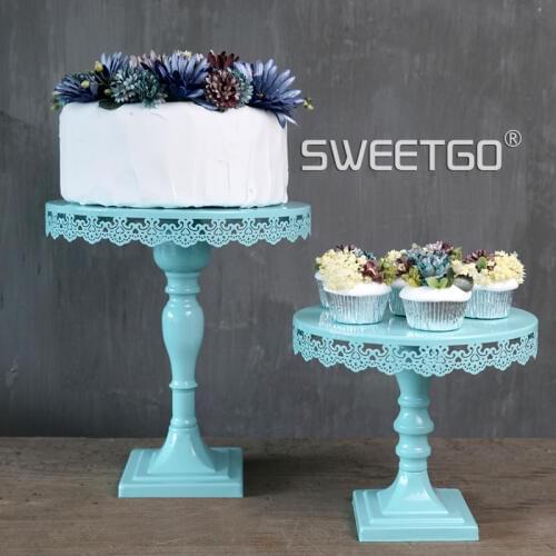 Wedding Blue Cake Disc European Dessert Platform WROUGHT IRON Cake Frame High Foot Snack Disc