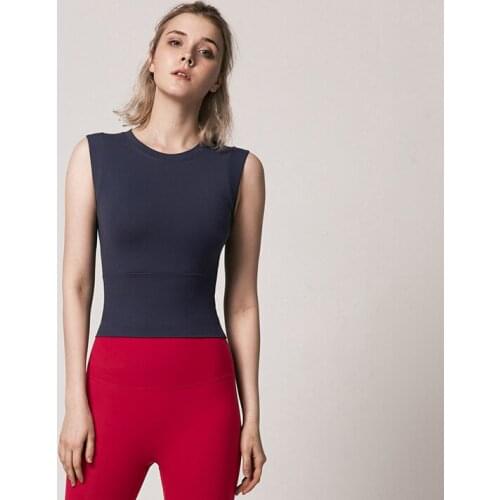 Yoga Tops Sports Vest Running Fitness T-Shirt Sleeveless Women Sexy Tight Elastic Quick Dry Sanding Solid Color