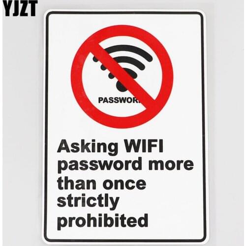 YJZT 11.5CM×16.5CM Funny Warning About WIFI Passwords PVC Decal Car Sticker 12C-0795