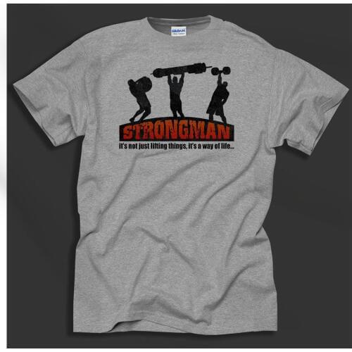 Funny Clothing Casual Short Sleeve Summer Strongman Powerlifting Trainer Workout Tee shirt Grey Tee Shirt
