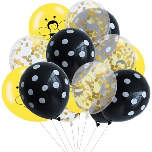 10/15pcs Yellow Bee Latex Balloon Black Dots Globos Kids Gender Reveal Birthday Decorations Bee Themed Birthday Party Supplies