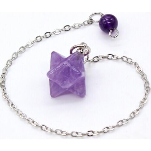 100-Unique 1 Pcs Star Shape Original Amethysts Pendant With Silver Plated Chain Rose Pink Quartz Amulet Jewelry