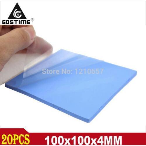20PCS LOT Gdstime Thermal Pad 4MM GPU CPU Heatsink Cooling Conductive Silicone Pads 100x100x4MM