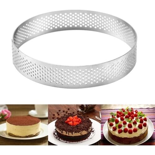 20cm Round Stainless Steel Cake Hole Molds Mousse Cake Tart Ring Pizza Dessert DIY Decor Mould Kitchen Baking Tool
