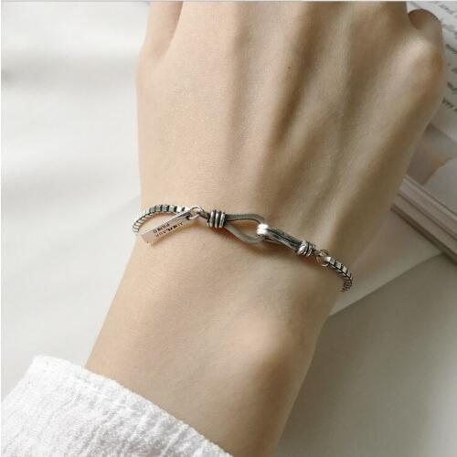 3MM Rock Punk Retro Authentic 925 Sterling silver crude box chain Buckle Bracelet vintage elegant FINE Jewelry S7