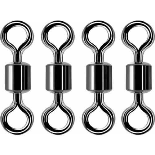 30pcs/lot size1-size5 Ball Bearing Barrel Fishing Rolling Swivel Snap Stainless Steel Connector Solid Ring Fishing Tackle
