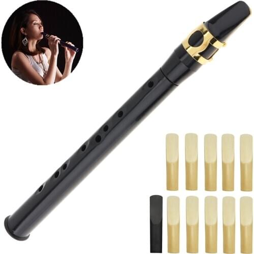 8 Hole Black Portable Mini Little Saxophone Pocket Sax with Sax Reeds Carrying Bag for Beginners