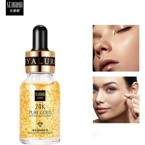 24K Gold Anti Aging Nicotinamide Whitening Facial Serum Stock Solution Shrink Pores Remove Wrinkle Nourishing Firming Skin Care