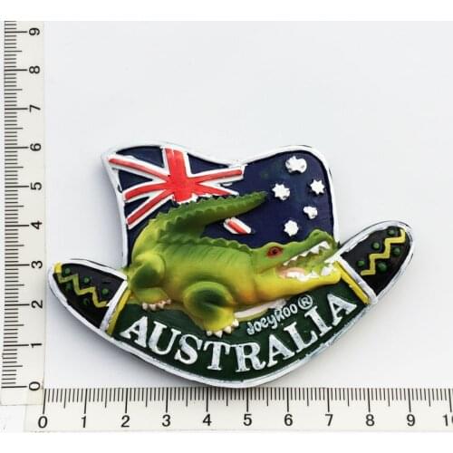 Australia Cartoon Crocodile Logo)Creative Travel Commemorate Crafts 3D Ornaments Magnetism Resin Material Refrigerator Stickers