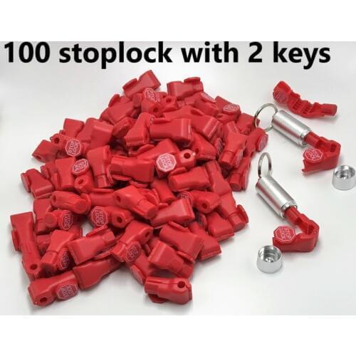 Free delivery! 100pcs/lot+2pcs magnetic detacher key EAS anti-theft stop lock for display security hook stem&peg stoplock
