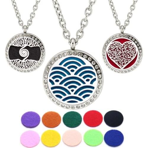 Diffuser Necklace Locket Aroma Jewelry Stainless Steel 25mm Essential Oil Perfume Hang Chain Pendant For Women Christmas Gift