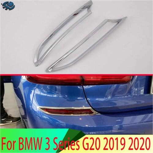 For BMW 3 Series G20 2019 2020 ABS Chrome Rear Reflector Fog Light Lamp Cover Trim Bezel Frame Styling Garnish