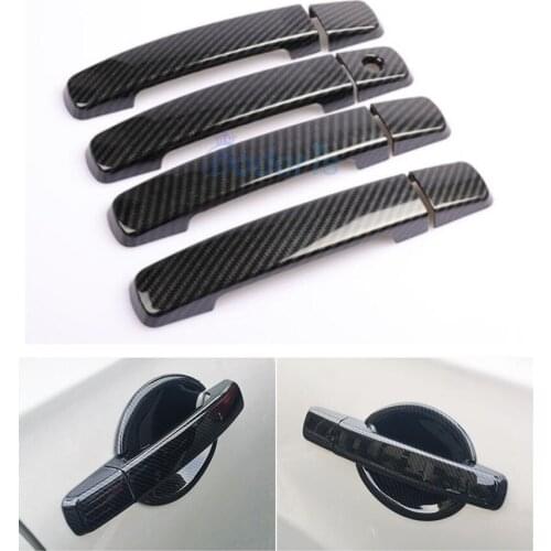 For Nissan NAVARA D40 Frontier 2006-2014 Carbon Fiber Color Door Handle Cover Bowl Insert Trim Panels Car Styling Accessories