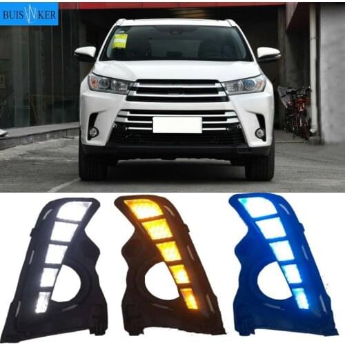 For Toyota Highlander 2018 2019 2020 Yellow Turn Signal Style Relay Waterproof Car DRL 12V LED Daytime Running Light Day light