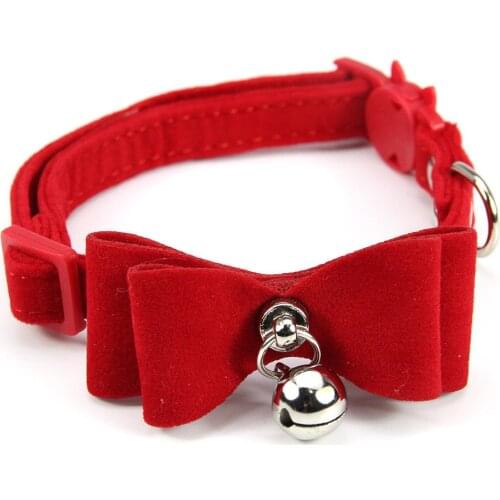 ADEWEL Bowtie Cute Solid Color Cat Collar With Bell Pet Puppy Adjustable Kitten Breakaway Personalized Necklace Cats Collars