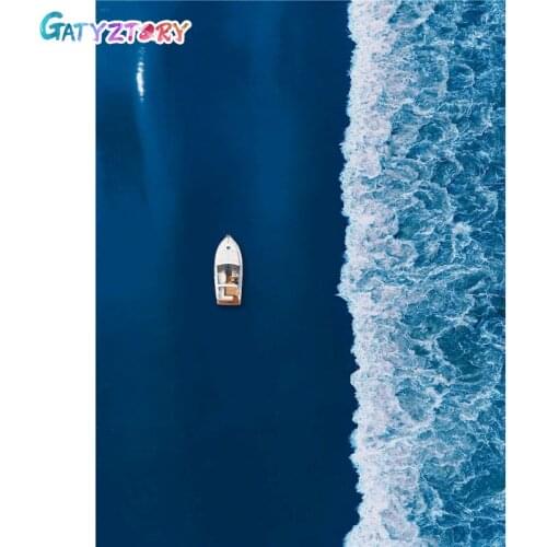 GATYZTORY DIY Painting By Numbers Kit Sea Wave Acrylic Paint By Numbers Wall Art Canvas Painting on canvas Landscape Special gif