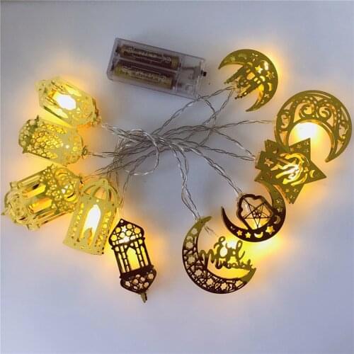 USB or Battery Powered 3M 20 Leds Ramadan Moon Star Castle String Light Golden Home Decoration for Party,Bar