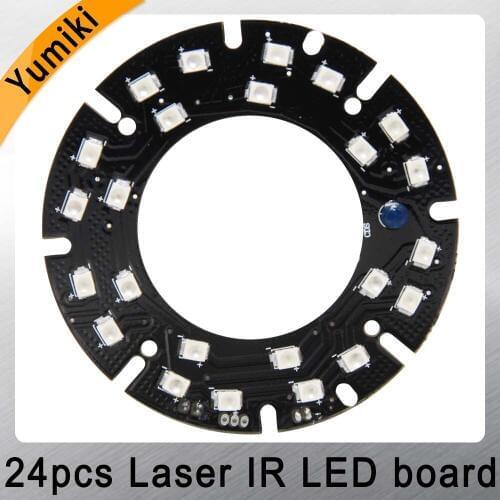 Yumiki Infrared 24pcs Laser IR LED board for CS Lens Indoor Outdoor CCTV IP cameras night vision (Diameter: 63mm)