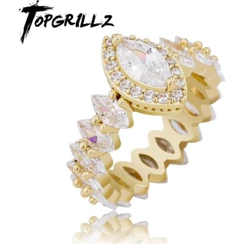 TOPGRILLZ Iced Out Cubic Zirconia Ring Copper Inlay Zircon Ring High-quality Gift Fashion Jewelry For Women