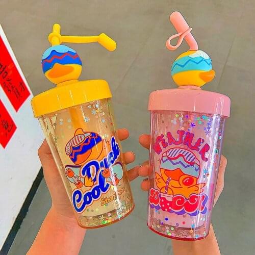 Korean-style Mixing Duck Ice Cup Creative Online Celebrity Plastic Cup Lovely Fresh Female Student Couple Straw Cup Wholesale