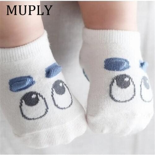 Kawaii Cotton Kids Socks Baby Breathable Boys Girls Sokken Cute Toddler Asymmetry 13 Style Anti-Slip Socks Suitable For 1-3Y