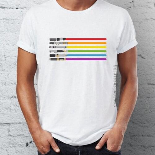 Men 100% Cotton T Shirt Adult Saber Pride Lightsaber GLBT Gay Pride Comic Badass T-shirts Guys Graphic Tops & Tees