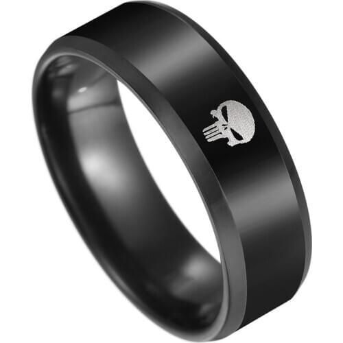 AsJerlya Titanium Stainless Steel Rings For Men Skull Male Finger Vintage Ring Black Punk Jewelry