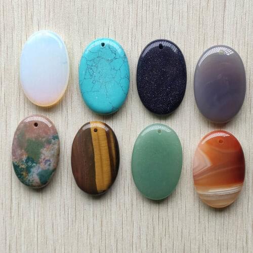 Wholesale 8pcs/lot new fashion good quality natural stone mix oval shape pendants for jewelry accessories making free shipping