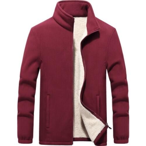 Autumn and Winter new warm fleece jacket casual solid color sports jacket zipper fashion men clothes