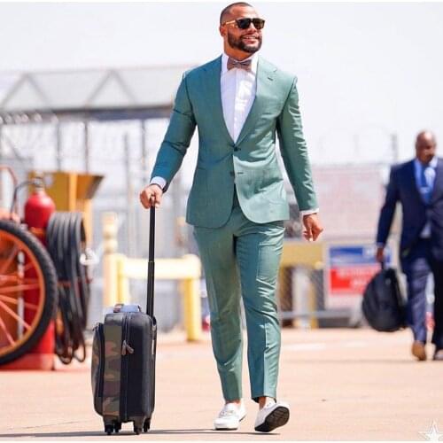 Amazing Two Pieces Mens Suit Notched Lapel Wedding Blazers Slim Fit Male Tuxedos Groom Wear Prom Jackets And Pants