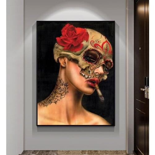 Sexy Women Body Art Canvas Painting Nordic Gothic Wall Art Canvas Print and Poster Abstract Portrait Picture for Home Wall Decor