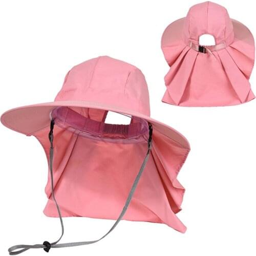 UPF50+ Sun Hats For Women Visors Hat Fishing Beach Hat UV Protection Face Neck Cap Casual Summer Caps Ponytail Wide Brim Hat