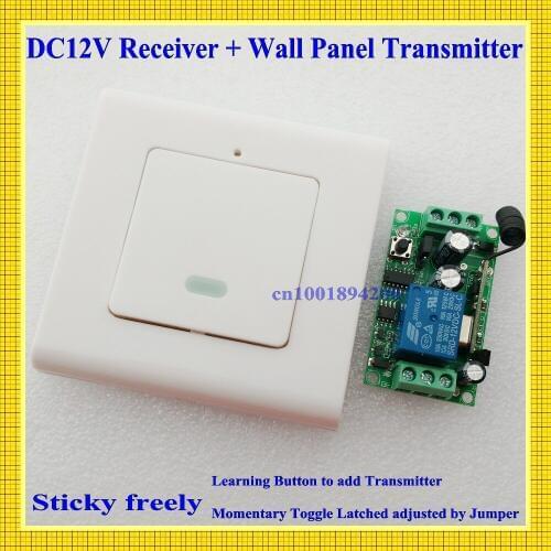 Access Control System DC12V 1CH Wireless Receiver +86 Wall Transmitter Learning Code Receiver Momentary Toggle 315MHZ
