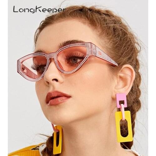 2021 Diamond Cat Eye Sunglasses Women Luxury Vintage Rhinestone Sun Glasses Female Party Shiny Eyewear Lunette De Soleil Femme