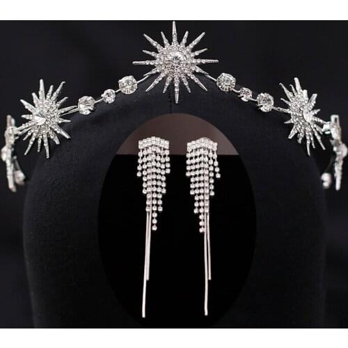 Bridal Hair Jewelry Star Headpieces Crowns Rhinestones Crystal Headbands Tiaras For Brides Girl Headwear Wedding Accessories