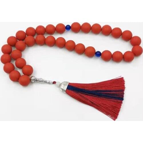 Big Size Tasbih Frosted red resin womens rosary Muslim 33 45 66 99 prayer beads misbaha Cotton tassel gift ramadan