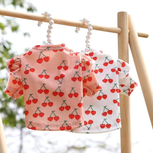 Warm Pet Dog Clothes Cute Cherry Puppy Shirt Coat for Small Medium Dogs Costume Spring and Autumn Cats Comfortable Clothing 40