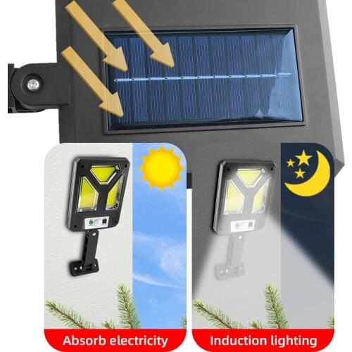 COB Solar Led Street Lights Outdoor Security Light Wall Lamp Waterproof Rotatable Human Body Sensor Smart Remote Control Lamps