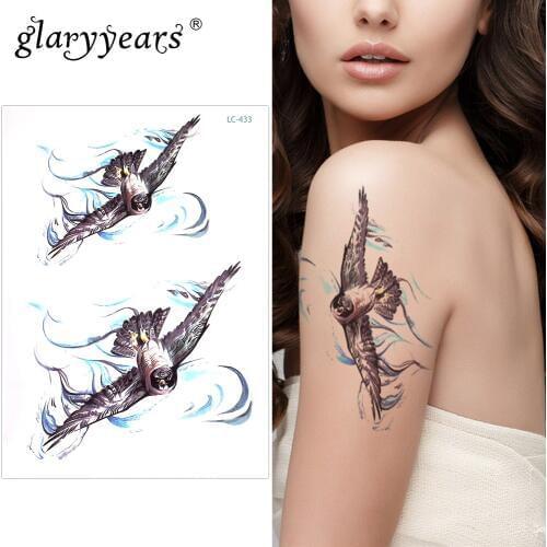Glaryyears A Little Big Arm Temporary Tattoo Sticker Eagle Fake Tatoo Cartridge Flash Tatto Waterproof Body Art Men Women LC-433