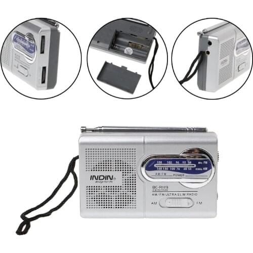 BC-R119 Portable Mini Radio 2-Band AM FM World Receiver Retractable Antenna DC 3V