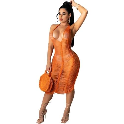 Women Swimwear Beach Dress Tunic Robe Sexy See-Through Backless Ladies Cover Up Hollow Out Knitted Casual Vintage Clothing